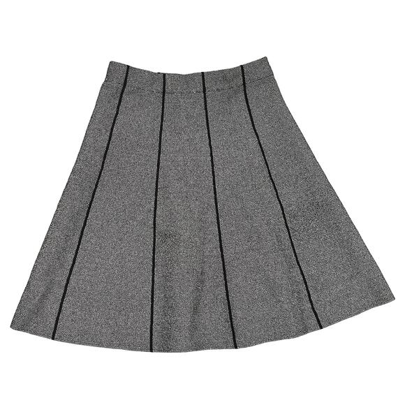 Zara Basic Black Tweed Striped High Waisted Pleated A Line Mini Skirt Size XS - Picture 4 of 6